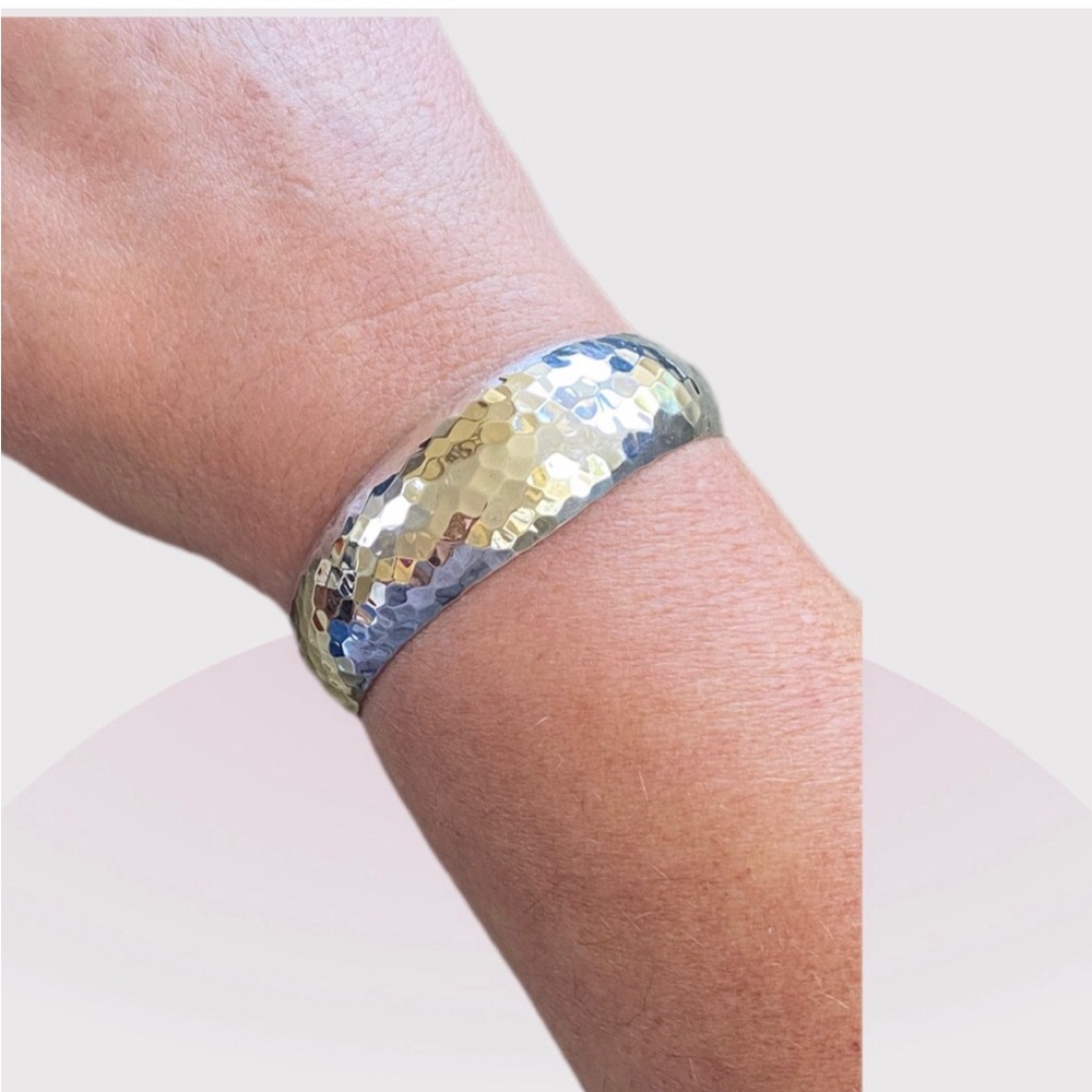 Hammered Sterling Silver 925 Cuff Bracelet - Picture 6 of 6